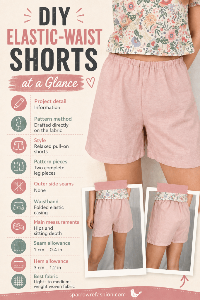 Pattern Walk Printable How to Sew Shorts Without a Pattern – Simple Tutorial - Sparrow Refashion