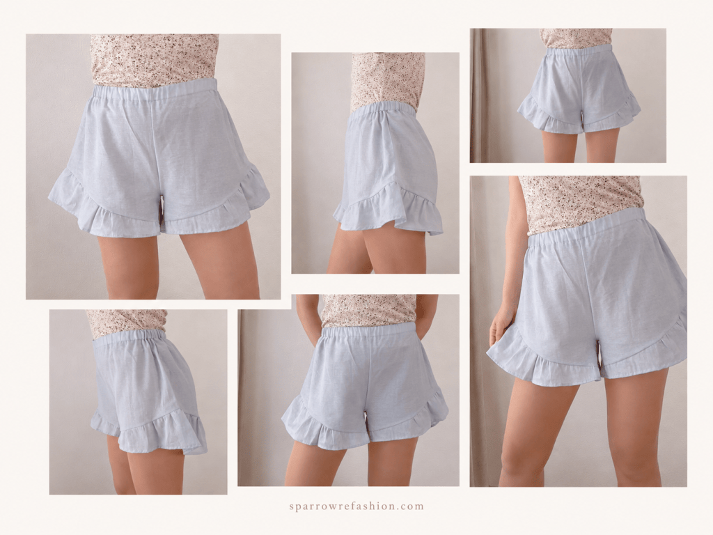 Ruffle Hem Shorts: Free Sewing Pattern, 10 Sizes - Sparrow Refashion